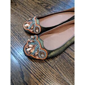 Jasper & Jeera Anthropologie Embellished Metallic Flats